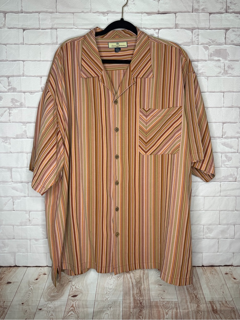 Tommy Bahama 100% Silk Striped Camp Shirt Men’s XXL